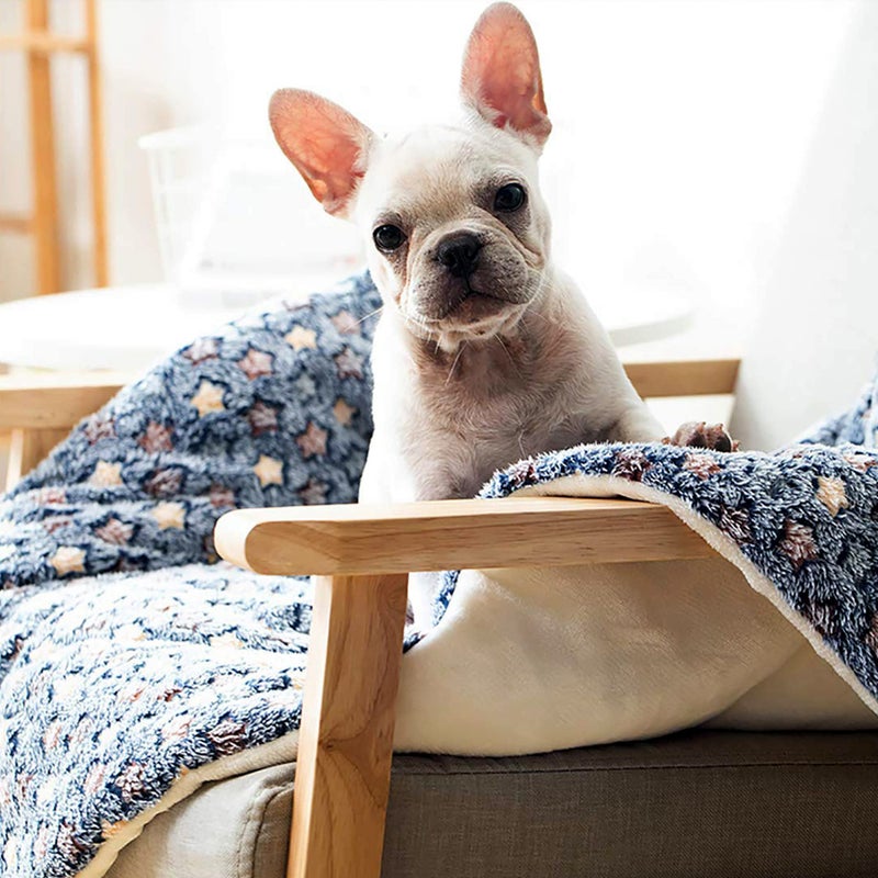FJWYSANGU Pet Blanket Premium Fluffy Flannel Cushion Soft and Warm Mat for Dogs Cats(Star/Blue,Medium) - Image 5